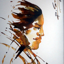 Portrait of a face in water color, rakesh sen, artshelvez