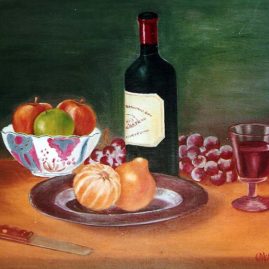 Fruits and wine on a table