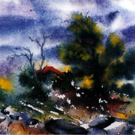 Water color painting jungle in water color