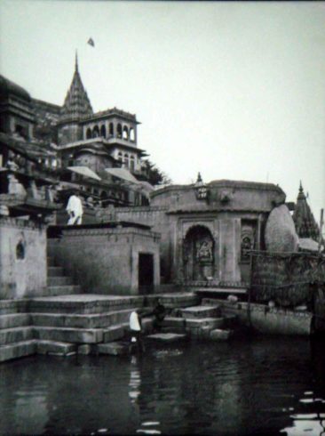 Ghats of Benares, water near temple, george gaste