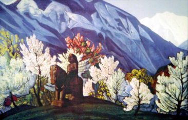 Statue in jungle, Nicholas Roerich
